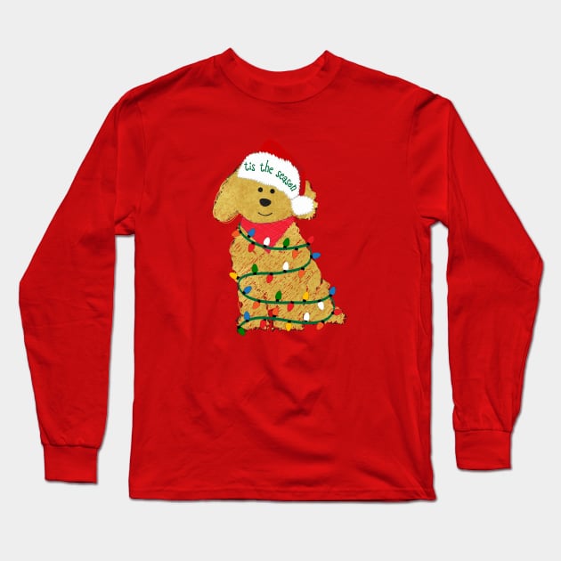 Goldendoodle  Decorated with Christmas Lights Long Sleeve T-Shirt by EMR_Designs